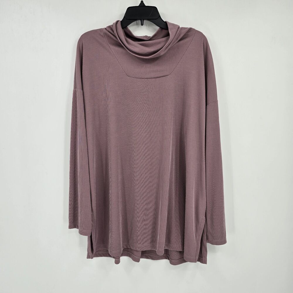 J Jill Cowl Neck Tunic Top Womens Size XL Pink Ribbed Modal Maeve